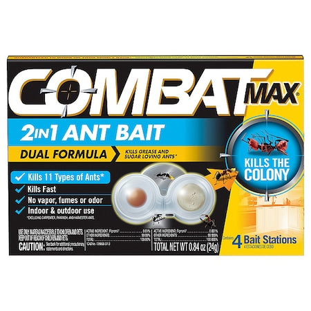 2-in-1 Ant Bait, Clear, 4 7/8 in W, PK8