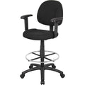 Drafting Stool (B315-Bk) W/Footring And Adjustable Arms