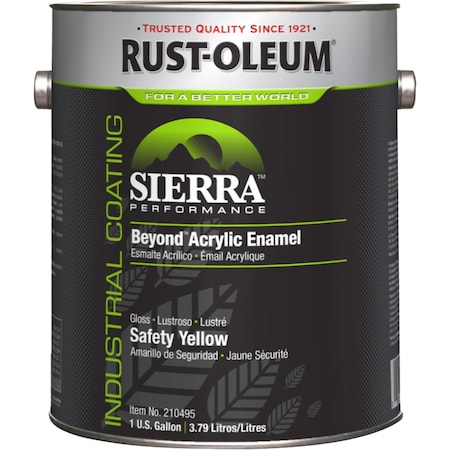 Interior/Exterior Paint, Glossy, Water Base, Safety Yellow, 1 gal