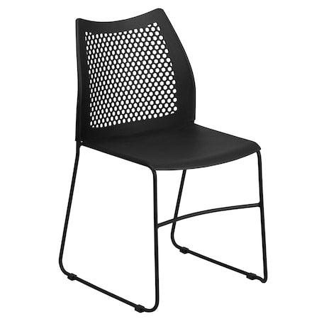 Sled Stack Chair, Plstc, Prforatd Back, Blk