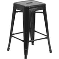 24" High Backless Black Metal Counter Height Stool