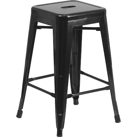 24" High Backless Black Metal Counter Height Stool
