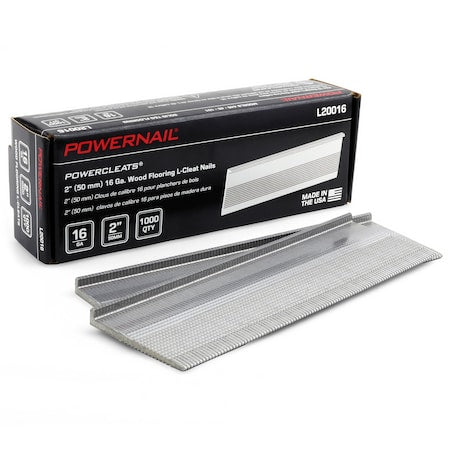 Collated Flooring Nail, 2 in L, 16, L-Head Head, 1000 PK