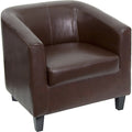 Transitional Lounge Chair, Brown Back, 29-3/4 in W 29" L 28" H, Sloping, Leather Seat