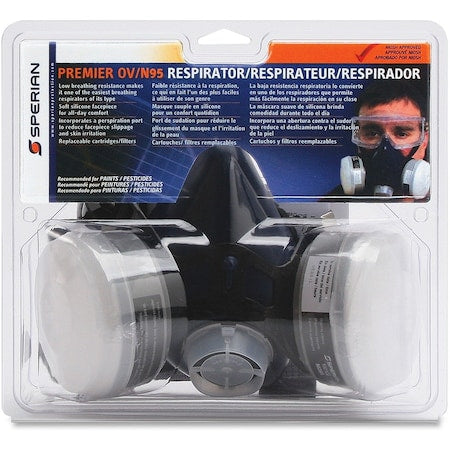 Half Mask Respirator Kit, 4 Cartridges Included, N95, Organic Vapor (OV), Threaded, Size L