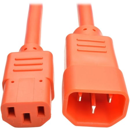Heavy Duty Power Extension Cord 15A 14 AWG C14 to C13 Orange 2FT