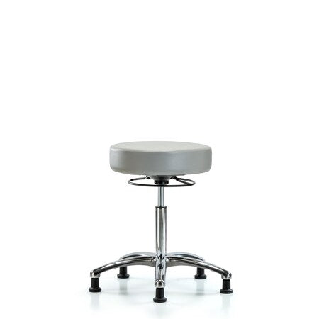 Vin Stool without Back Chrome-Medium Bench Height with Stationary Glides in Dove Trailblazer Vin