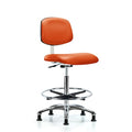 Clean Room Chair Hi Ben Chair, Vin, Chrm, CF, Glds, Org, CL10, 26" to 35-1/2" Height, Vinyl, Orange Kist