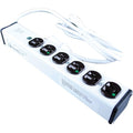 Outlet Strip, Switched, Medical Grade, 6 5-15R, 5-15P, 6 ft., White