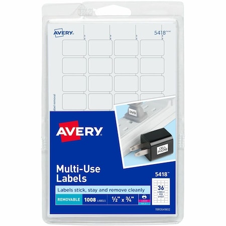 Label, 0.5"X0.75", White, PK1008