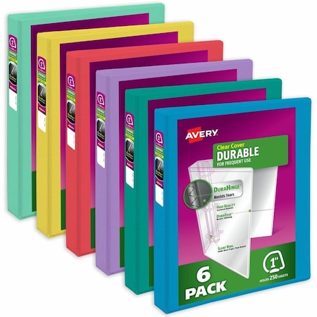 Binder, Assorted Bright Color, Durable, PK6