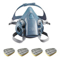 Half Mask Respirator Kit: 4 Chemical Cartridges Included, AG/OV, Yellow Color, 7500 Series, Size L