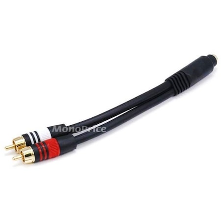 A/V Cable, 3.5mm(F)/2 RCA(M), 6inch