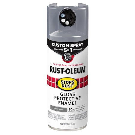 Rust Preventative Spray Paint, Smoke Gray, Gloss, Solvent, 12 Oz