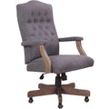 Executive Slate Grey Linen Chair With Driftwood Finish Frame
