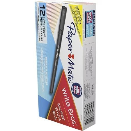 Pen, Writebros, Stick, Med, Bk, PK12