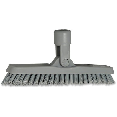 1 3/8 in W Swivel Corner Brush Head, Stiff, 56 in L Handle, 8 5/8 in L Brush, Gray, Not Applicable
