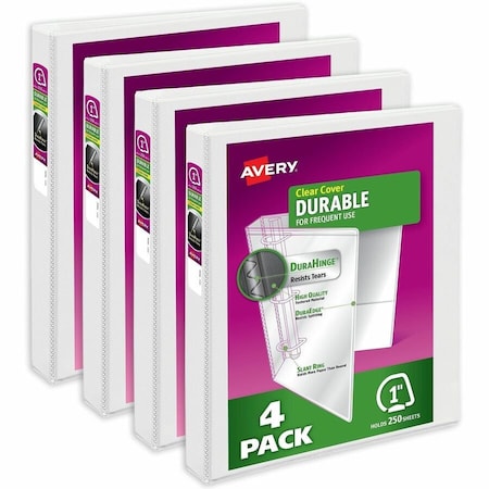 Durable View 3 Ring Binders, 1 in, PK4