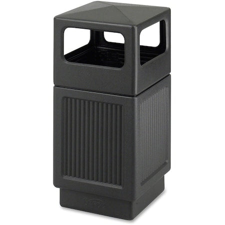 Canmeleon 38 gal Square Outdoor Can, Black, None, Plastic, 18 1/4 in