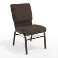 Fabric Church Chair w/Book Rack, Brown