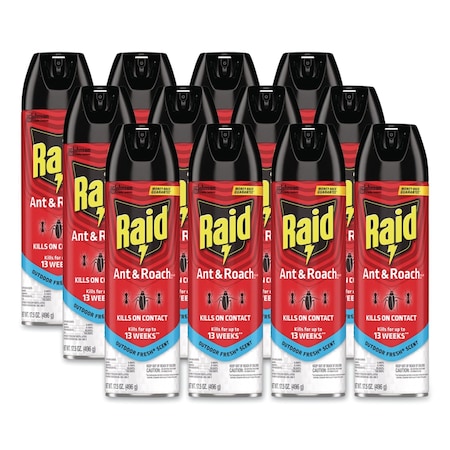 Ant and Roach Killer, 17.5 oz Aerosol Spray, Outdoor Fresh, 12PK