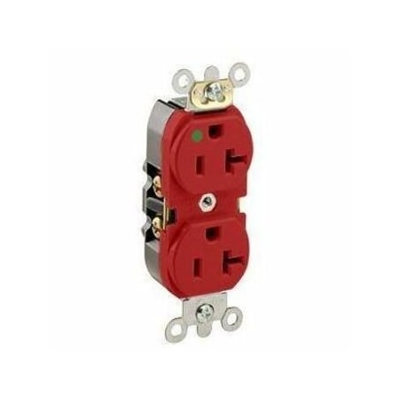 Straight Blade Receptacle, 5-20R, 20 A, 125V AC, 2 Pole, 3 Wire, Flush Mount, Single, Red