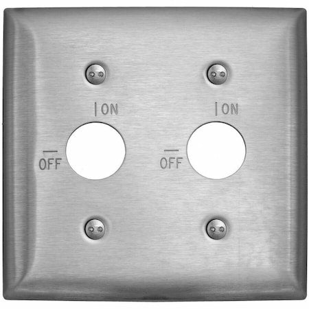Barrel Key Wall Plates and Box Cover, Number of Gangs: 2 Stainless Steel, Brushed Finish, Silver