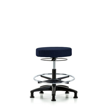 Rutledge Fab Stool without Back-Medium Bench Height with Chr Foot RingandStat Glides in Navy Fab