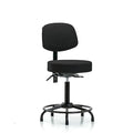Fab Stool with Back-Medium Bench Height with Round Tube Base, Seat Tilt, and Stat Glides in Black Fab
