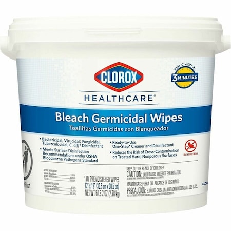 Germicidal Disinfecting Wipes, 12 x 12", 2 Pack, 110 Wipes/ Pack