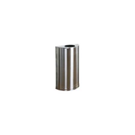 Half Round 12 gal Half-Round Indoor Metal Can, Stainless Steel, None, Stainless Steel