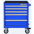 WESTWARD Rolling Tool Cabinet, 5-Drawers, Powder Coated Blue, 27" W x 18" D x 33" H