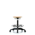 Wood Stool - High Bench Height with Chrome Foot Ring and Casters