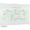 Dry Erase Board, Glass, 24 in, 36 in, No Frame Frame, White, Gloss
