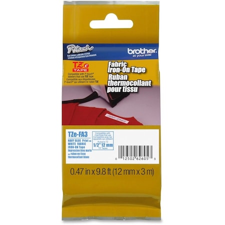 Iron-On Label, Blue/Wht, .47" x 9.8 ft.