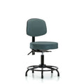 Desk Stool, Vinyl, Bk, RT, Tilt, Glides, Blu