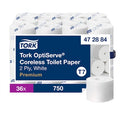 Coreless, 2 Ply, 750 Sheets, White, 36 PK