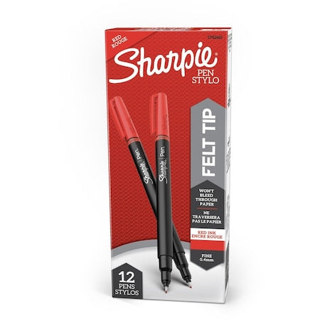 Stick Permanent Pen, Fine 0.5 mm, Red PK12