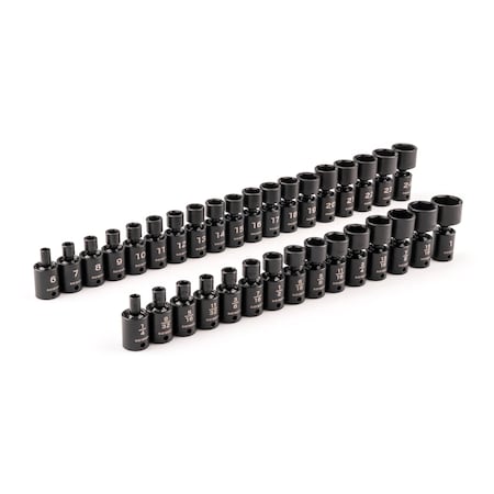 3/8 in Drive Flex Impact Socket Set, Metric, SAE, 34 pcs