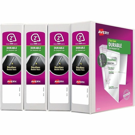 Durable View 3 Ring Binders, 2 in, PK4