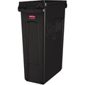 Slim Jim 23 gal Rectangular Slim-Profile Plastic Can, Black, None, Plastic, 11 in