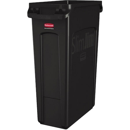 Slim Jim 23 gal Rectangular Slim-Profile Plastic Can, Black, None, Plastic, 11 in