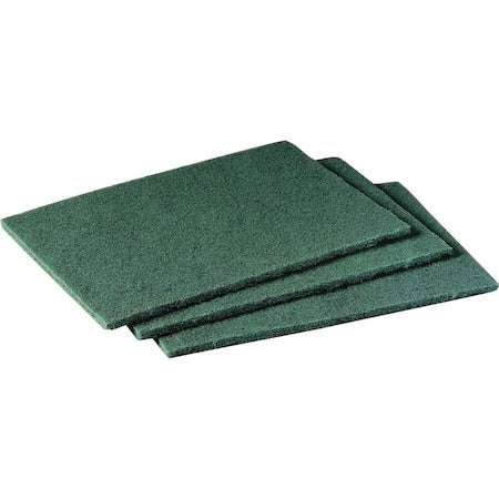 Scouring Pad, 9 in x 6 in W x 1/4 in H, Fiber/Resin, Multipurpose, Green, PK20