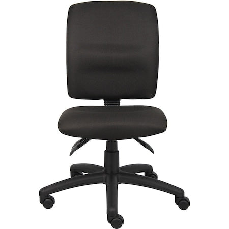 Fabric Task Chair, 21 1/2-, Armless, Black