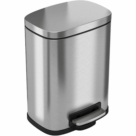 1.32 Gallon / 5 Liter Stainless Steel Soft Step Pedal Commercial Trash Can with Removable Plastic Liner and Odor Filter