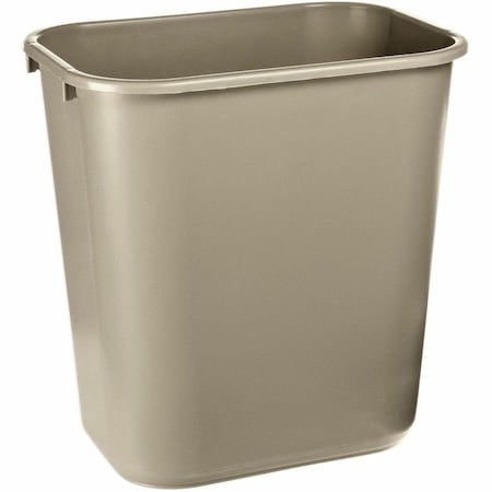 Rectangular Wastebasket, 7 gal, LLDPE, Open Top, Plastic, Beige