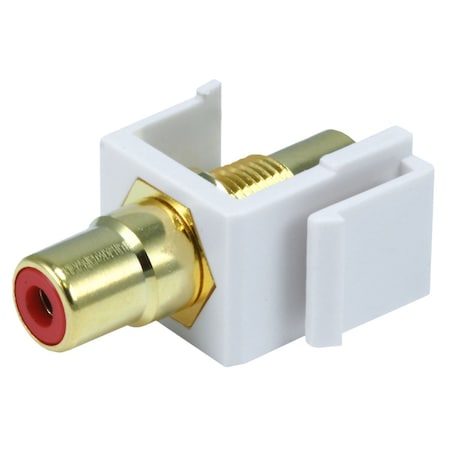 A/V Wallplate, RCA, Red Center, Wht