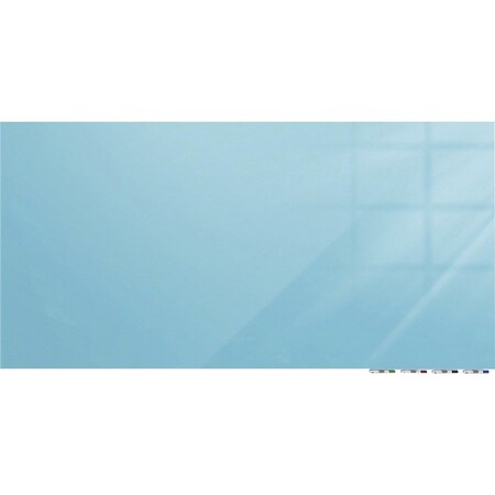 Dry Erase Board, Glass, 24 in, 36 in, No Frame Frame, Blue, Gloss