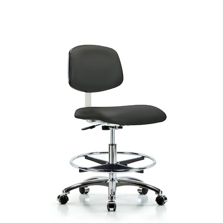 Clean Room Chair Med Ben Chair,Vin,Chrm,CF,Cast,Gry,CL10, 22"" to 29"" Height, Vinyl, Charcoal