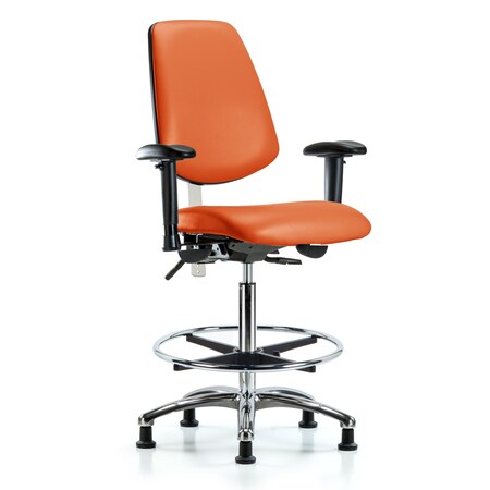 Clean Room Chair Vin Hi Ben Chair, Med, Bk, Orange, CL100, Adjustable Arms, 26" to 35-1/2" Height